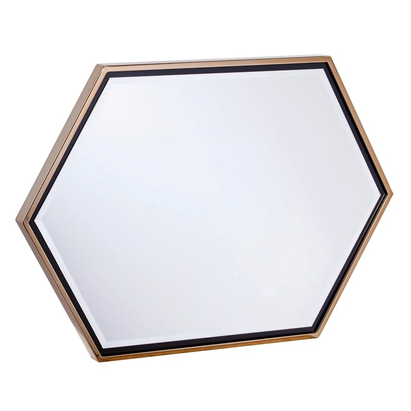 Holly and Martin Whexis Hexagon Shaped Accent Wall Mirror in Champagne Gold