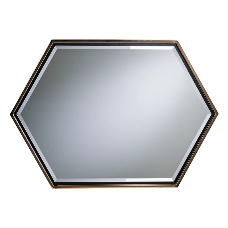 Holly and Martin Whexis Hexagon Shaped Accent Wall Mirror in Champagne Gold