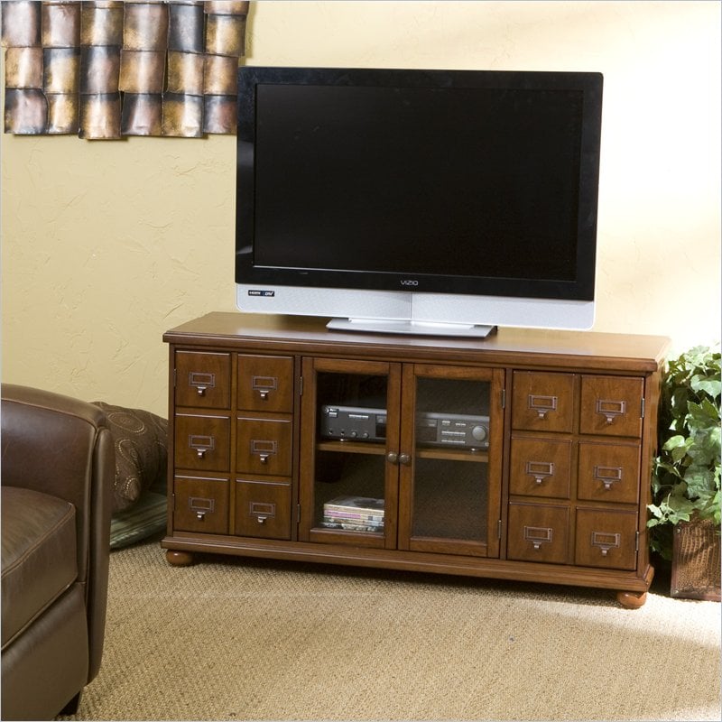 Southern Enterprises Apothecary Brown Mahogany TV Stand 037732098685 