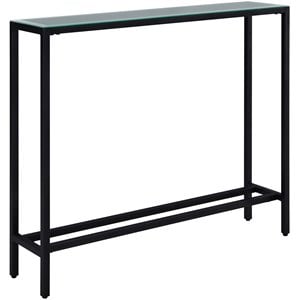 SEI Furniture Darrin 36&quot Glass Top Console Table in Black