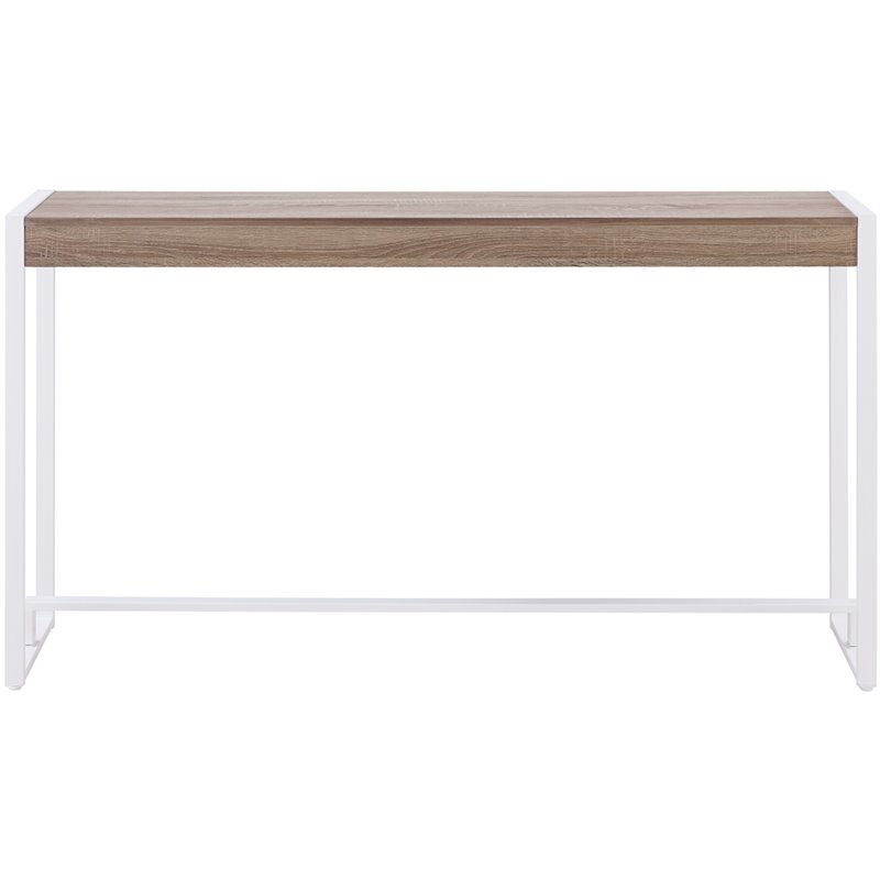 SEI Furniture Macen Wood Top Console Table in Mocha Gray and White