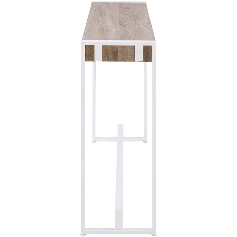 SEI Furniture Macen Wood Top Console Table in Mocha Gray and White