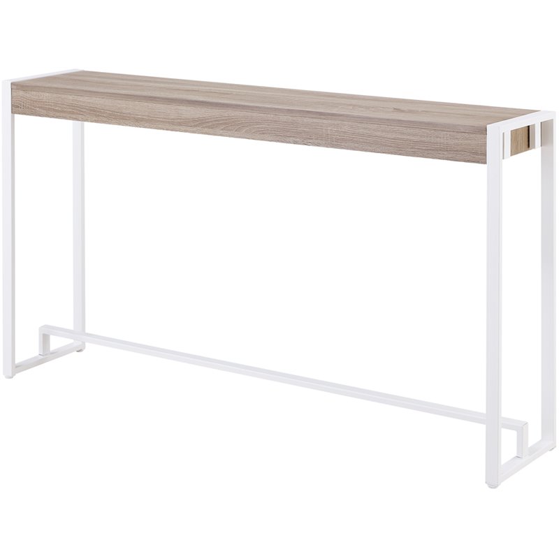 SEI Furniture Macen Wood Top Console Table in Mocha Gray and White