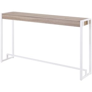 SEI Furniture Macen Wood Top Console Table in Mocha Gray and White