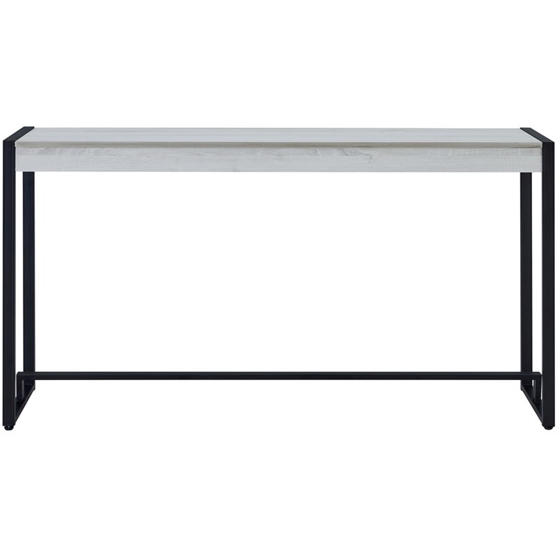 SEI Furniture Macen Wood Top Console Table in Distressed White and Black