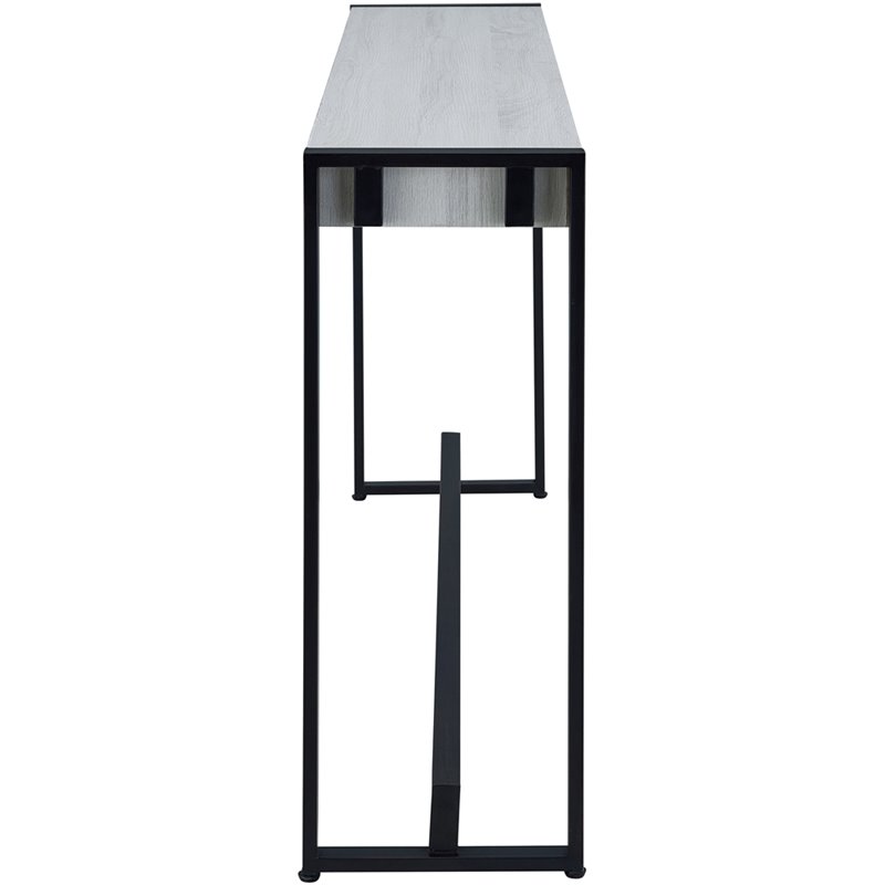 SEI Furniture Macen Wood Top Console Table in Distressed White and Black