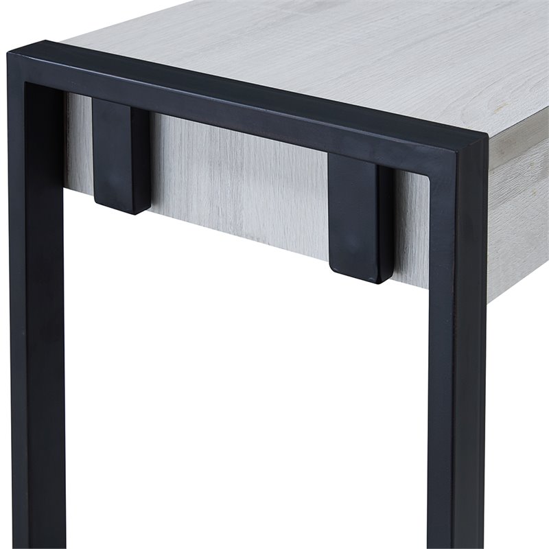 SEI Furniture Macen Wood Top Console Table in Distressed White and Black