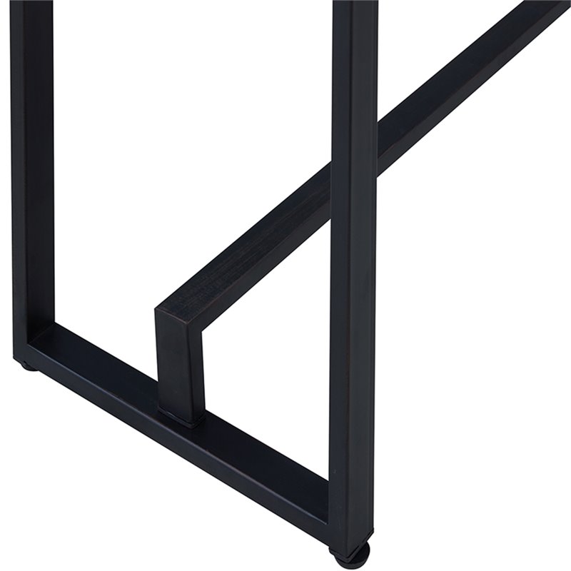 SEI Furniture Macen Wood Top Console Table in Distressed White and Black