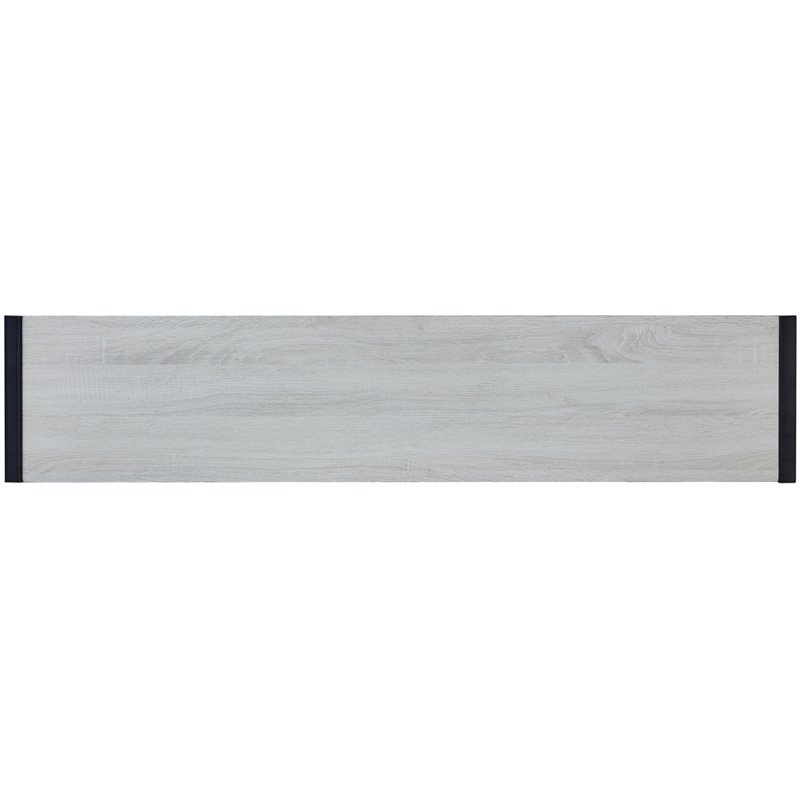 SEI Furniture Macen Wood Top Console Table in Distressed White and Black