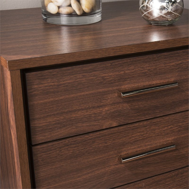 SEI Furniture Oren 3 Drawer Nightstand in Walnut
