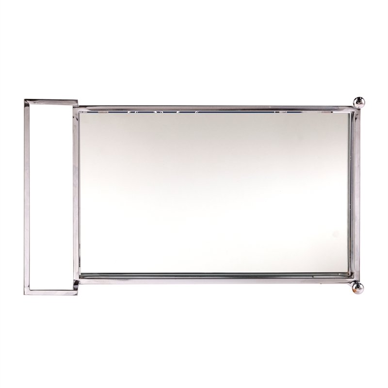 Southern Enterprises Ivers Mirrored Metal Bar Cart in Chrome