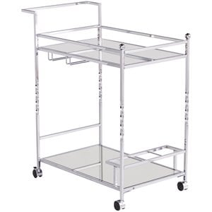 Southern Enterprises Ivers Mirrored Metal Bar Cart in Chrome