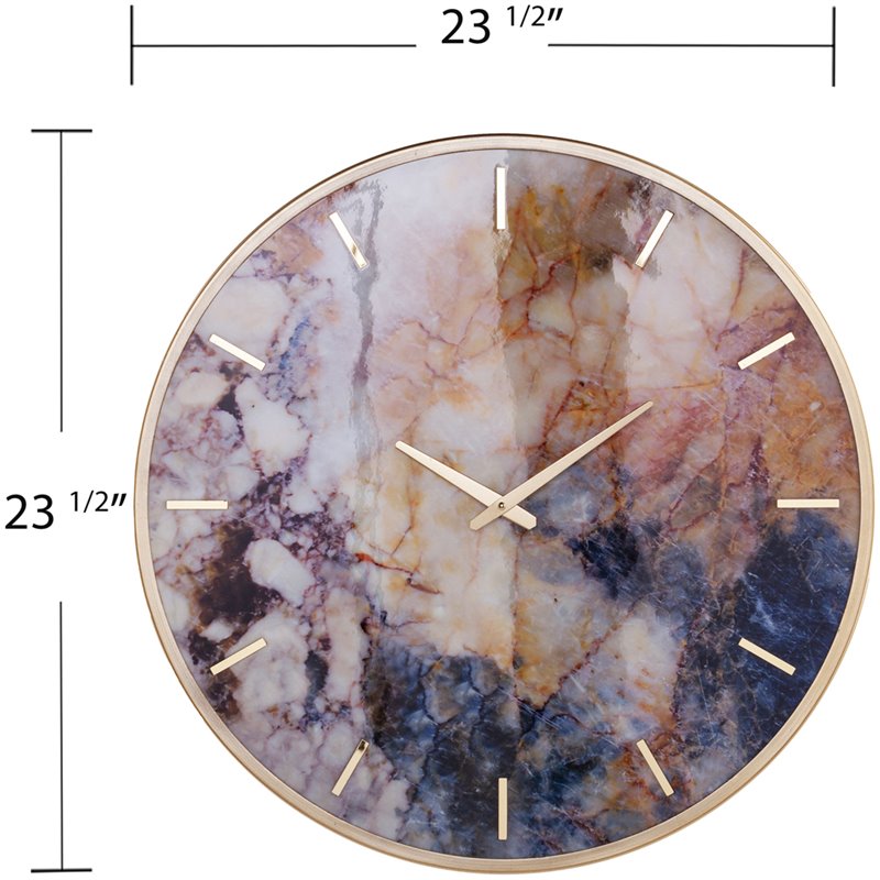 SEI Furniture Marbella Round Gold Frame Wall Clock