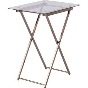 SEI Furniture Meridino Folding Glass Top Tray Table in Champagne Copper