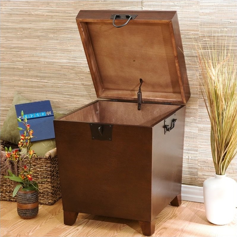 SEI Furniture Wood Espresso Square Pyramid Trunk End Table