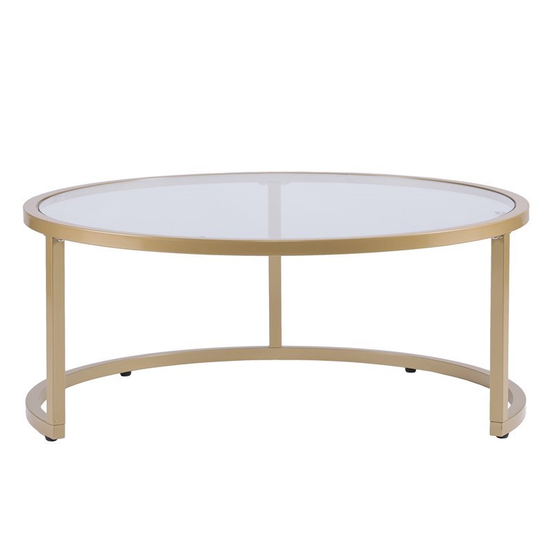 SEI Furniture Evelyn 2 Piece Nesting Cocktail Table Set in Gold