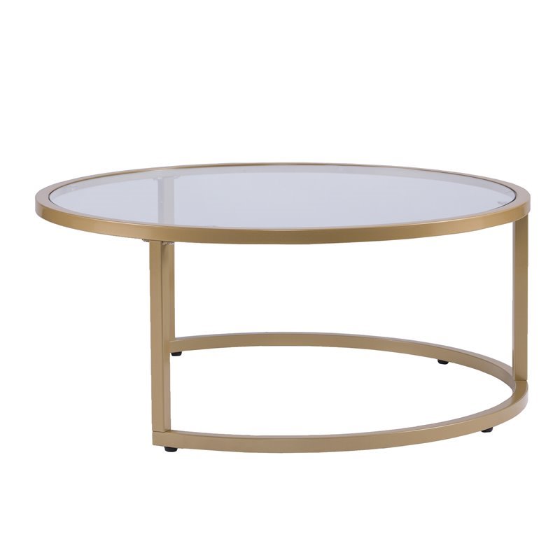 SEI Furniture Evelyn 2 Piece Nesting Cocktail Table Set in Gold