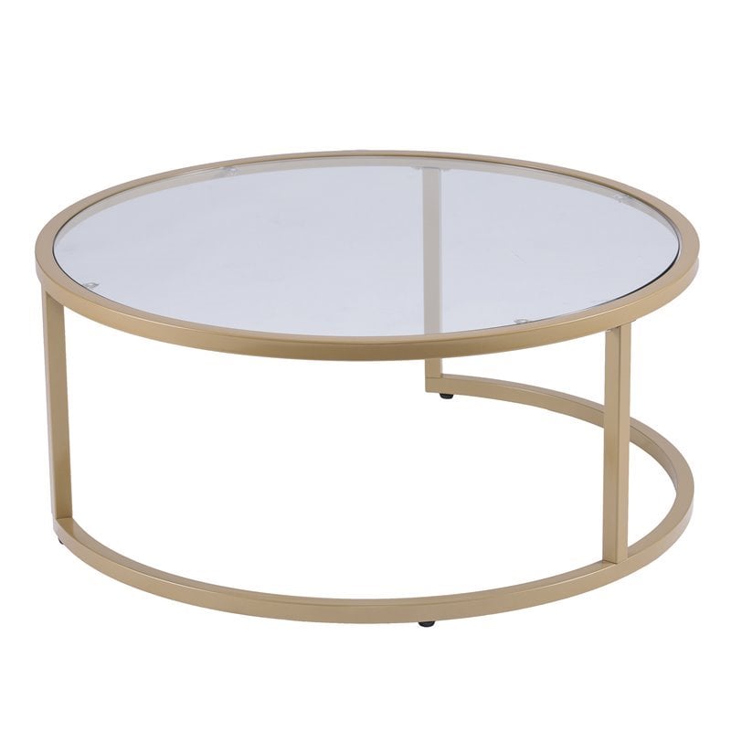 SEI Furniture Evelyn 2 Piece Nesting Cocktail Table Set in Gold