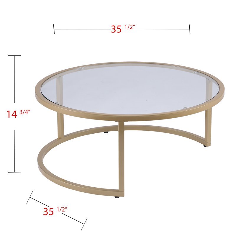 SEI Furniture Evelyn 2 Piece Nesting Cocktail Table Set in Gold