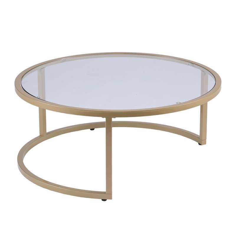 SEI Furniture Evelyn 2 Piece Nesting Cocktail Table Set in Gold