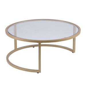 SEI Furniture Evelyn 2 Piece Nesting Cocktail Table Set in Gold