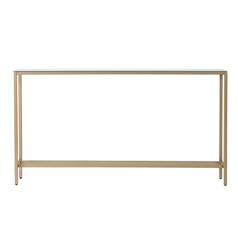 SEI Furniture Darrin Narrow Mirror Top Console Table in Gold