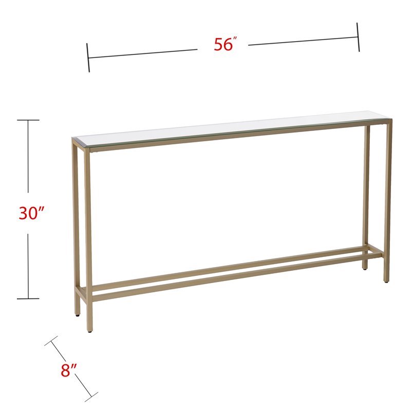 SEI Furniture Darrin Narrow Mirror Top Console Table in Gold