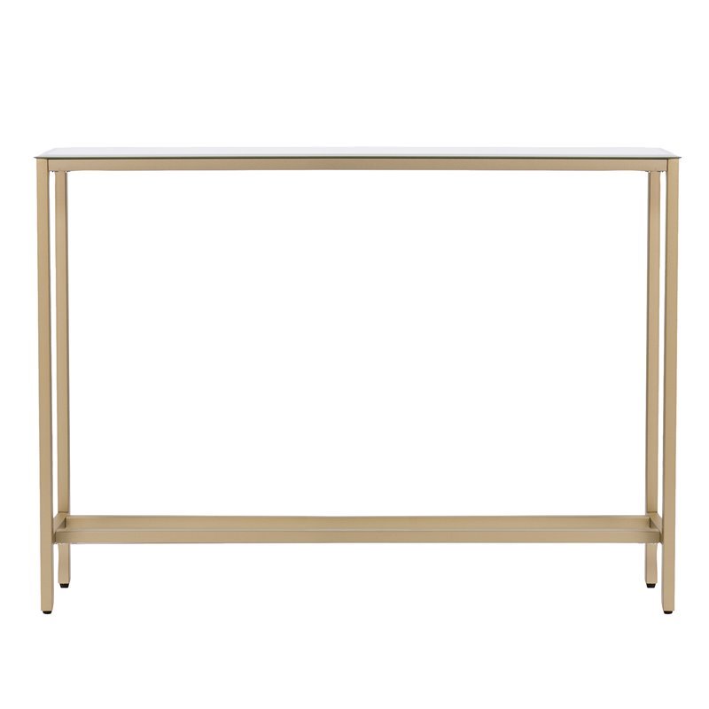 SEI Furniture Darrin Narrow Mirror Top Console Table in Gold