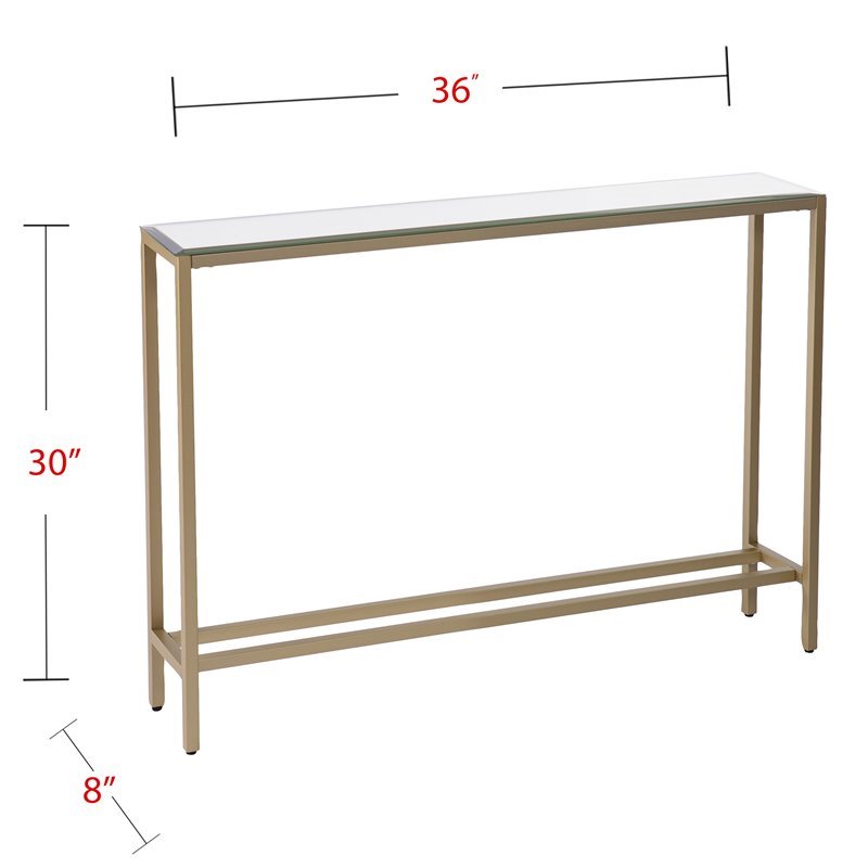 SEI Furniture Darrin Narrow Mirror Top Console Table in Gold