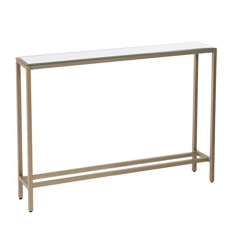 SEI Furniture Darrin Narrow Mirror Top Console Table in Gold