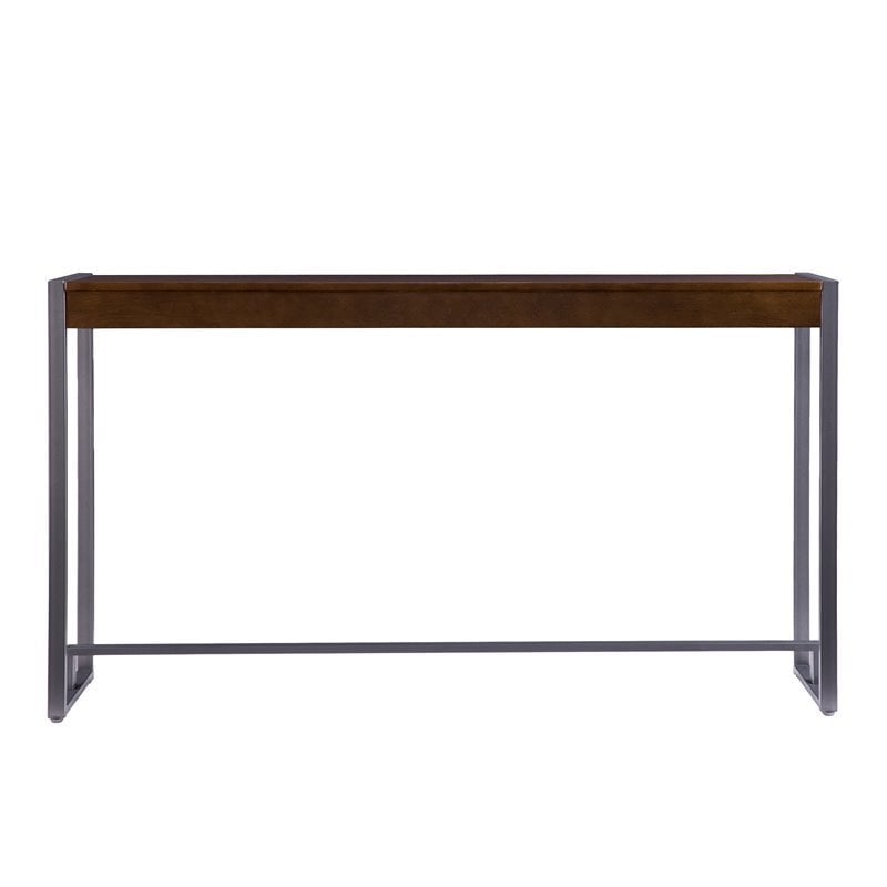 Holly and Martin Macen Transitional Console in Dark Tobacco and Gunmetal Gray