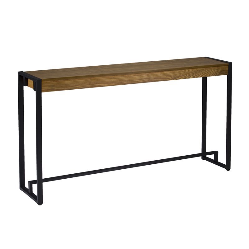 Holly and Martin Macen Transitional Console in Weathered Gray Oak and Black