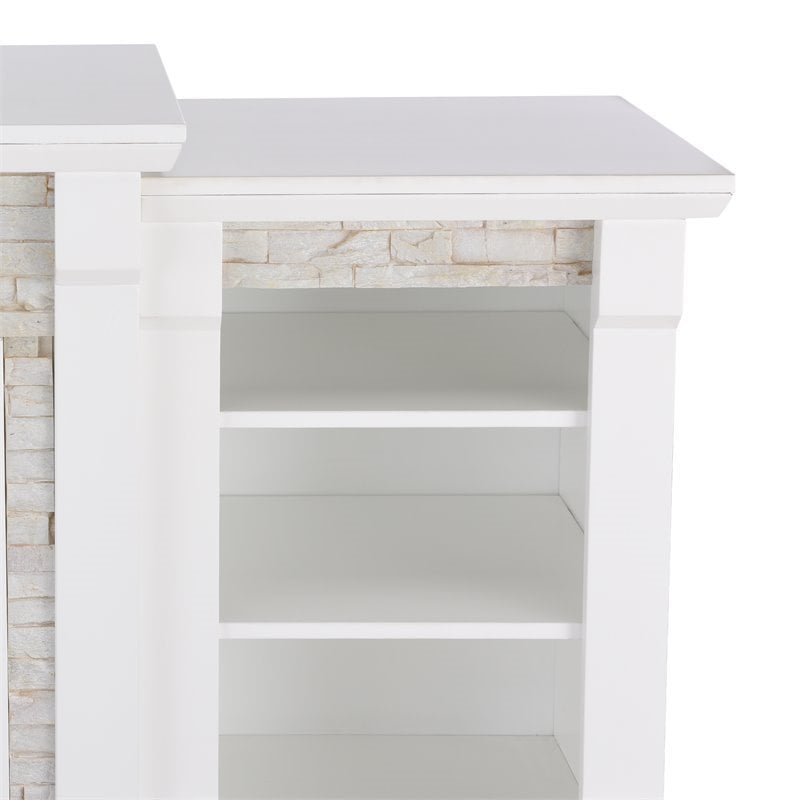 SEI Furniture Gallatin Traditional Electric Fireplace with Storage in White