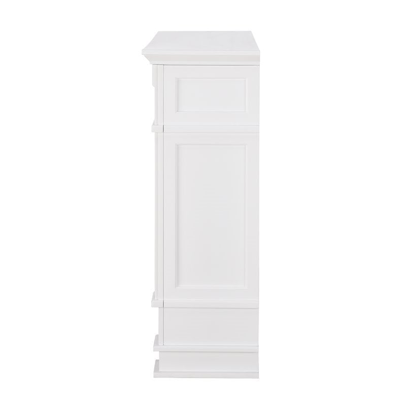 SEI Furniture Highgate Faux Marble Electric Fireplace TV Stand in White