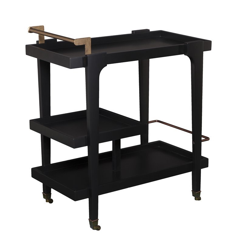 Holly and Martin Zhori Mid Century Modern Bar Cart in Black