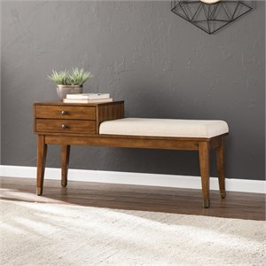 SEI Furniture Rhoda Mid Century Upholstered Storage Bench in Brown