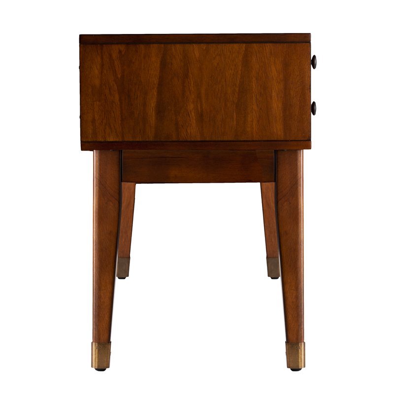 SEI Furniture Rhoda Mid Century Upholstered Storage Bench in Brown