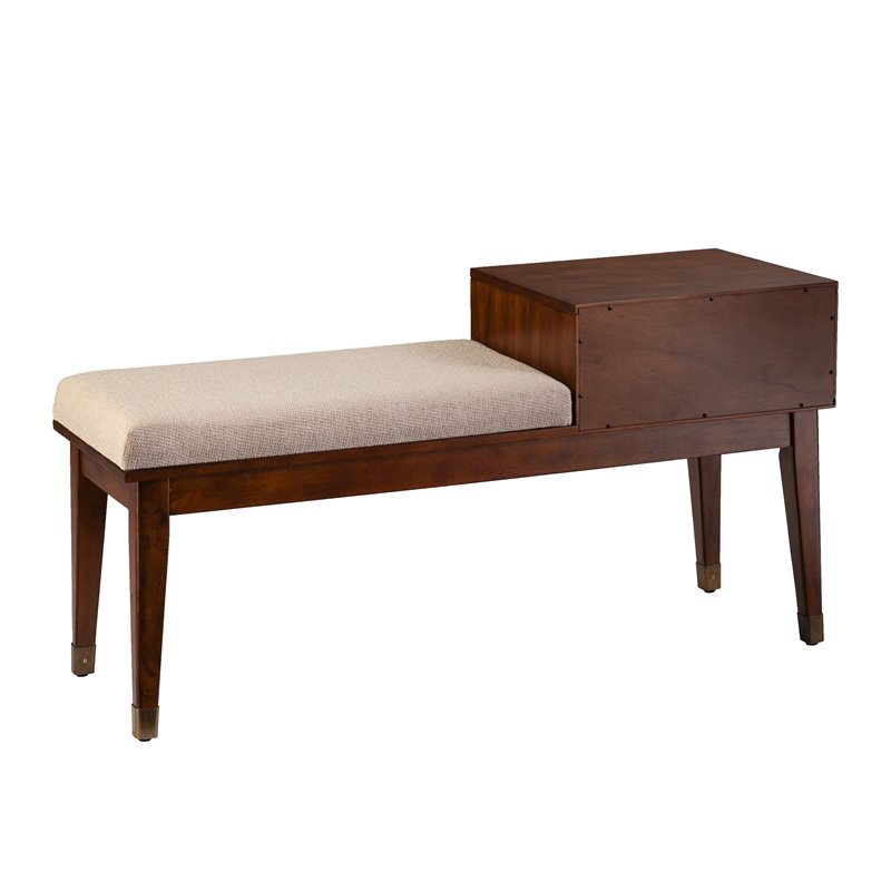 SEI Furniture Rhoda Mid Century Upholstered Storage Bench in Brown