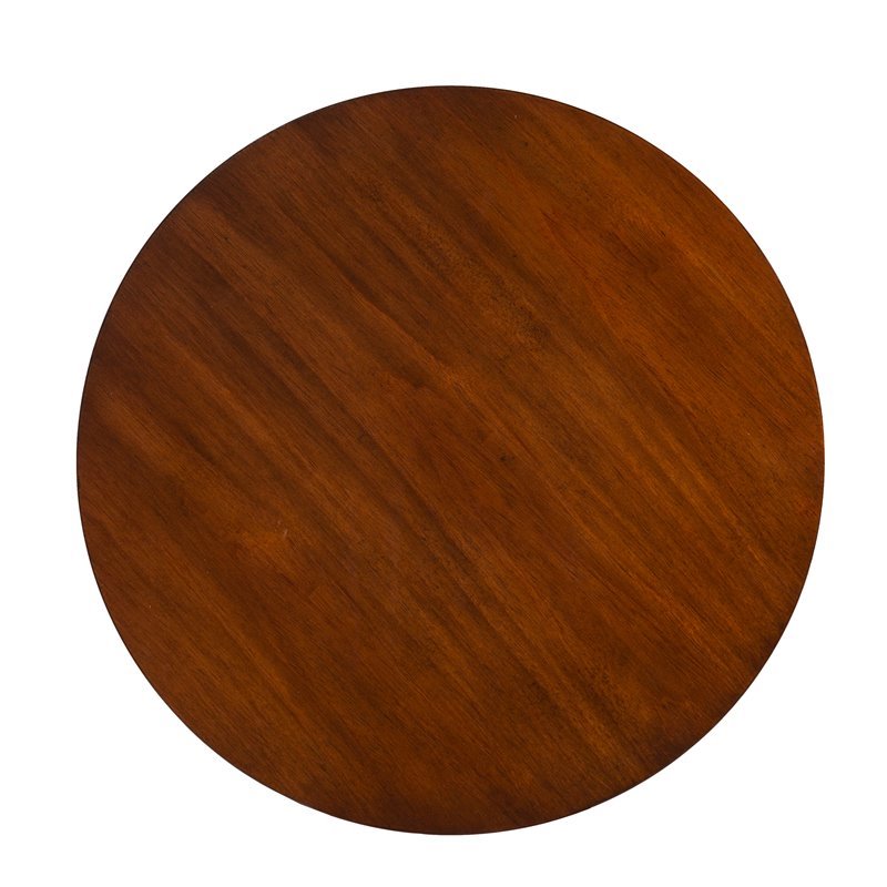 SEI Furniture Rhoda Mid Century Modern Round End Table in Dark Sienna