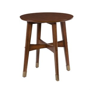 SEI Furniture Rhoda Mid Century Modern Round End Table in Dark Sienna