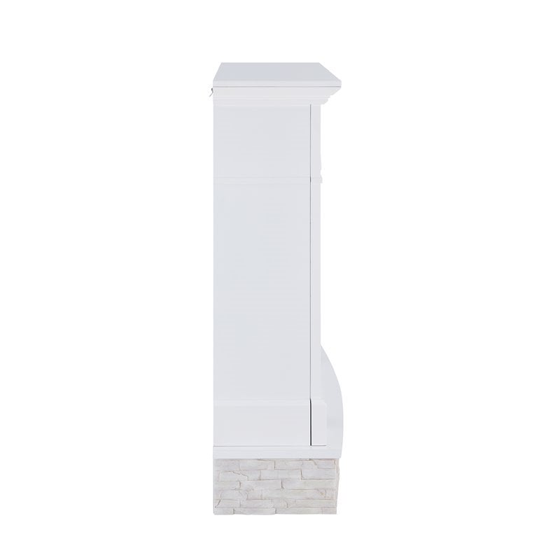 SEI Furniture Jacksdale Faux Stone Electric Fireplace TV Stand in White