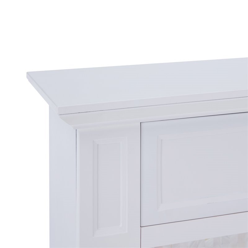 SEI Furniture Nobleman Tiled Electric Fireplace TV Stand in White