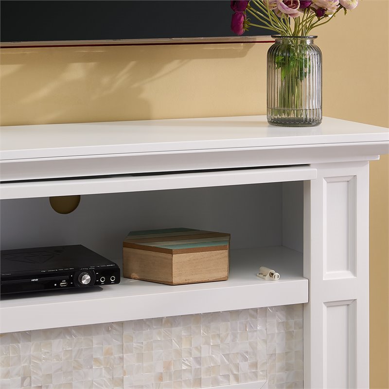 SEI Furniture Nobleman Tiled Electric Fireplace TV Stand in White