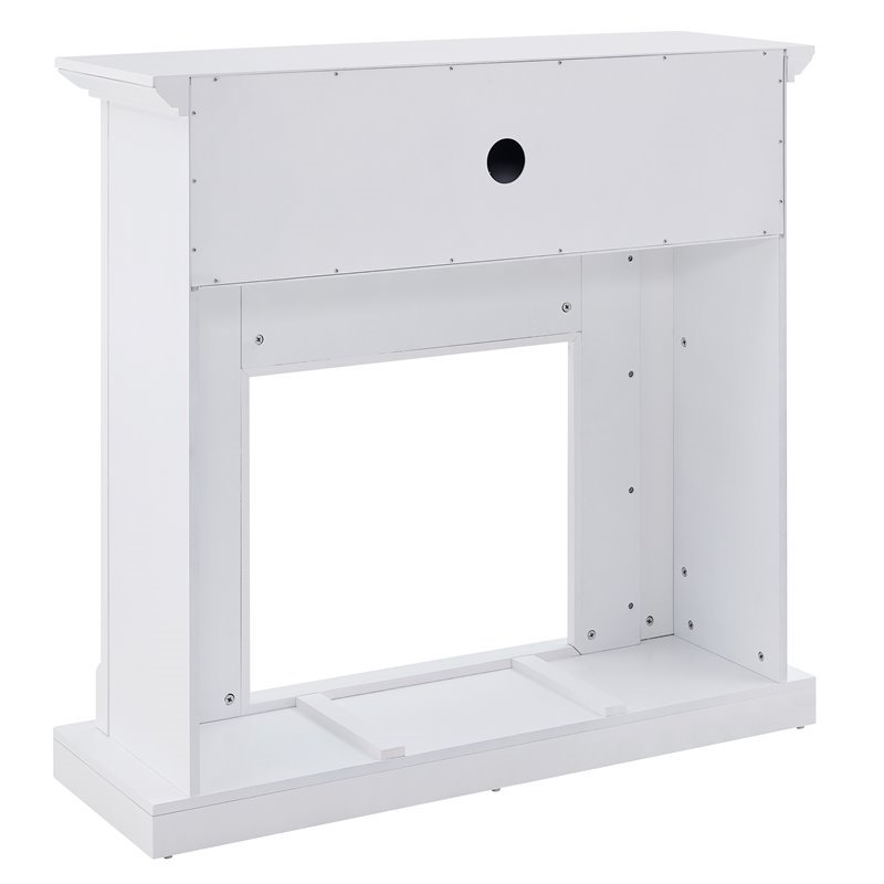 SEI Furniture Nobleman Tiled Electric Fireplace TV Stand in White