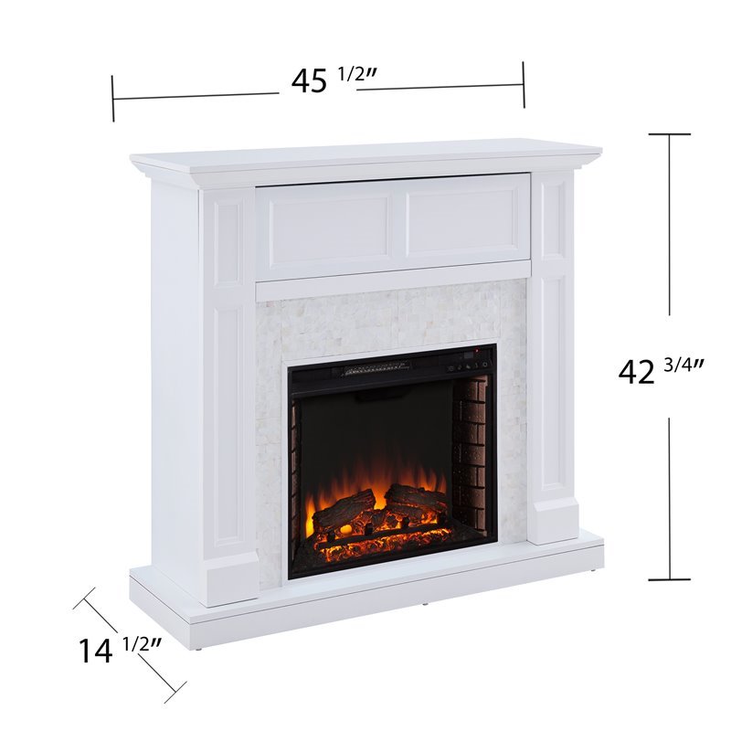 SEI Furniture Nobleman Tiled Electric Fireplace TV Stand in White