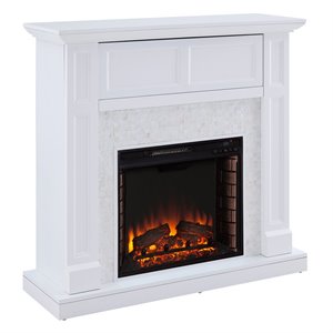 SEI Furniture Nobleman Tiled Electric Fireplace TV Stand in White