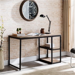 SEI Furniture Garviston Reclaimed Wood Writing Desk in Rustic Black