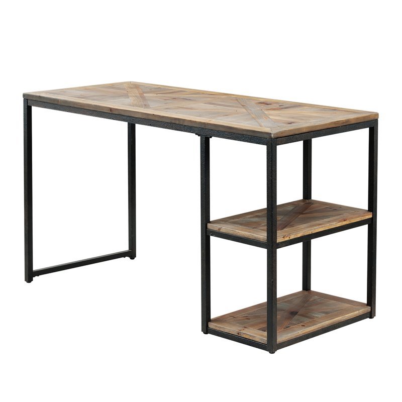 SEI Furniture Garviston Reclaimed Wood Writing Desk in Rustic Black