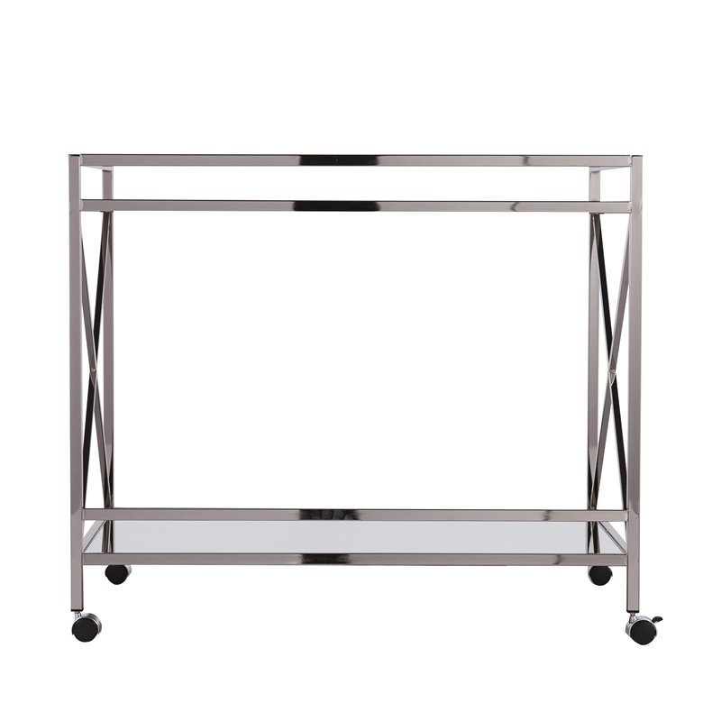 SEI Furniture Maxton Glam Bar Cart in Polished Silver