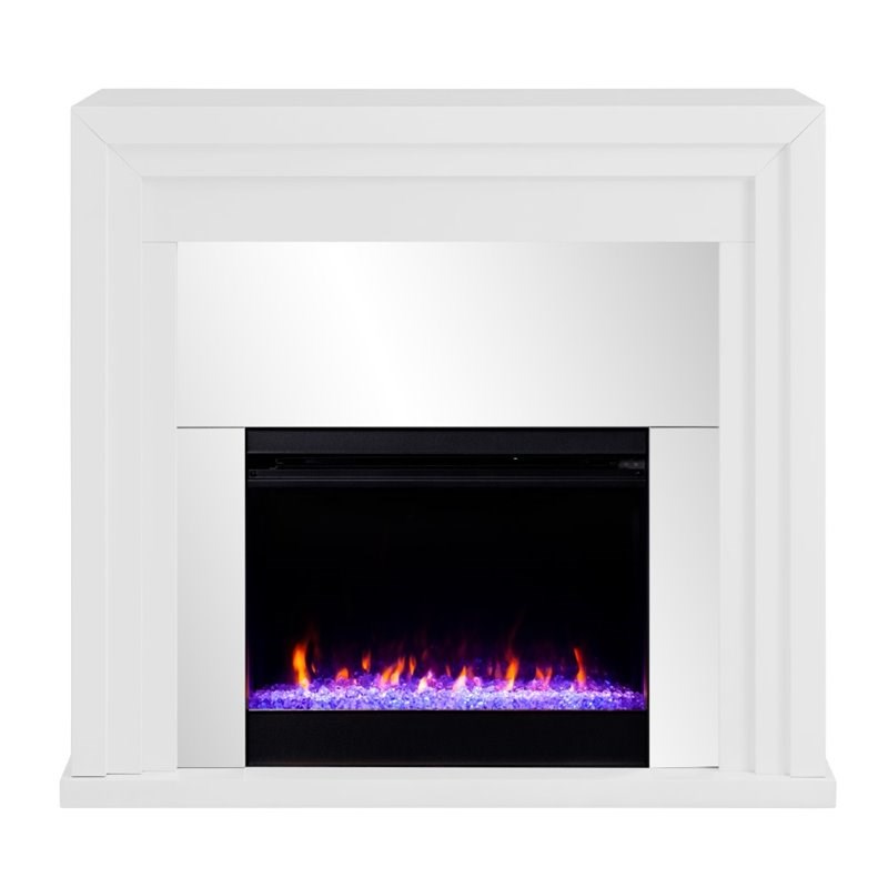 SEI Furniture Stadderly Color Changing Electric Fireplace in White